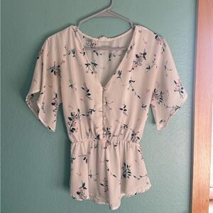 Sienna Sky Cream Floral Button-Down Blouse